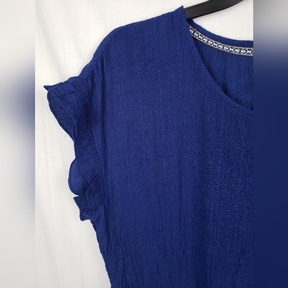 Knox Rose Blue Layered Boho Short Sleeve Dress Sz M - Picture 5 of 10